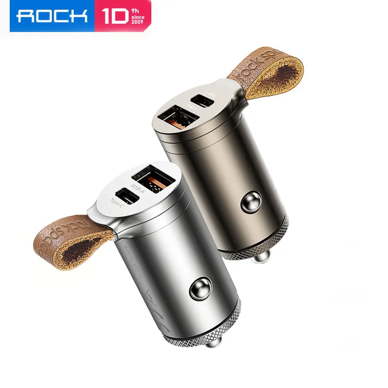 ROCK QC4.0 автомобильное зарядное устройство 30 Вт USB-C PD QC3.0 30 Вт 5A быстрое зарядное устройство с ремнем два порта usb мини автомобильный телефон зарядное устройство FCP AFC