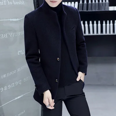 2020 autumn and winter new woolen coat men's mid-length Korean casual thick handsome windbreaker S-5XL | Мужская одежда