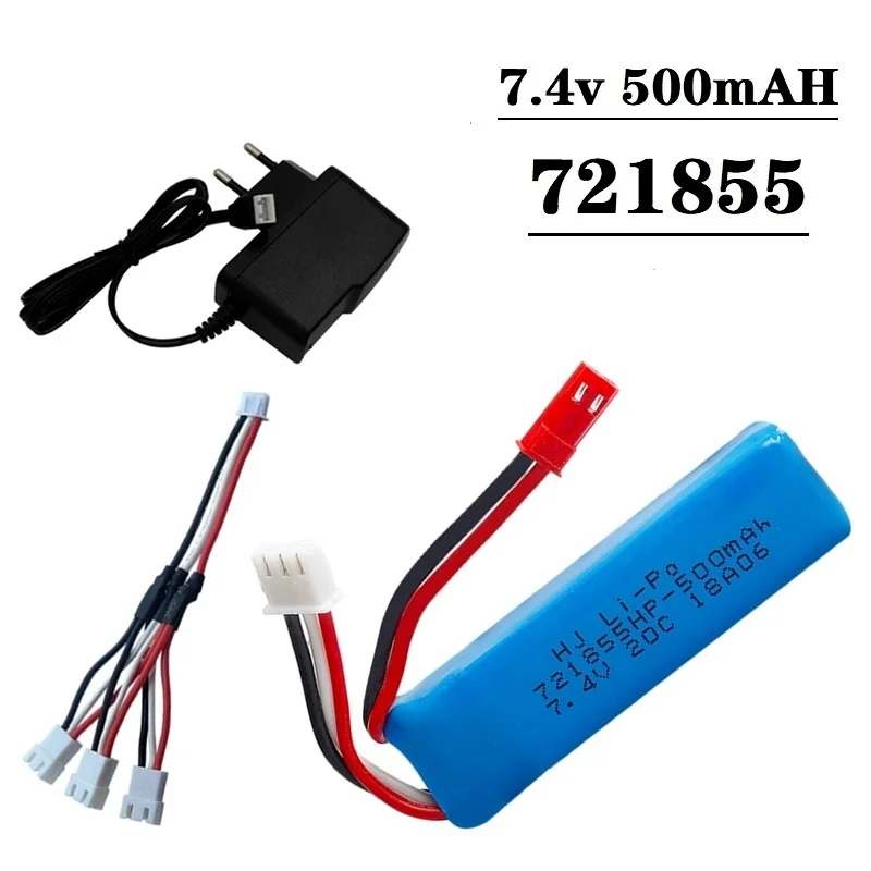 

7.4V 500mAh Lipo Battery charger set for WLtoys A202 A212 A222 A232 A242 A252 4WD Remote control high speed toy cars 721855HP