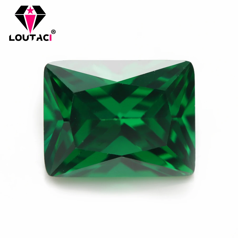 LOUTACI  Cubic Zirconia Gemstone 5A CZ Baguette Shape Green Color Middle Size 4x8-8x10mm