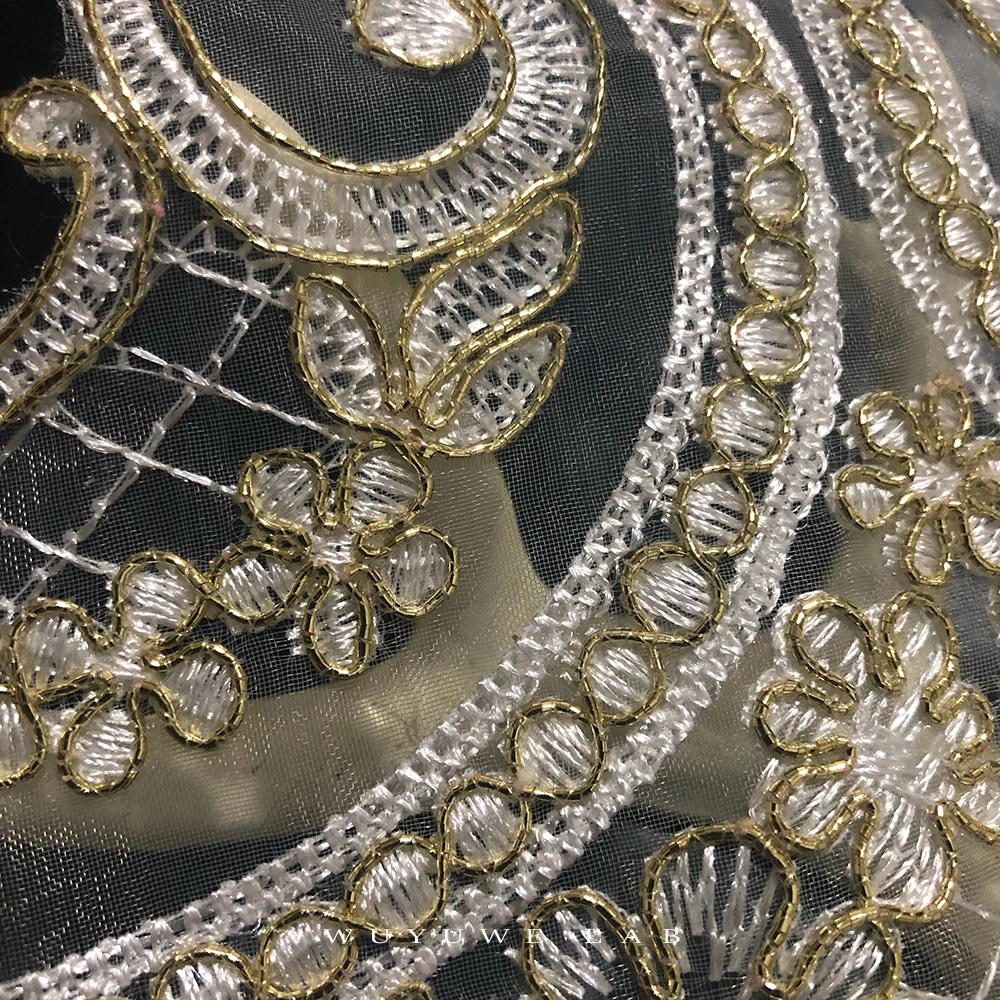 Изысканная ткань с золотыми веревками 1 ярд венецианская сетка цветами