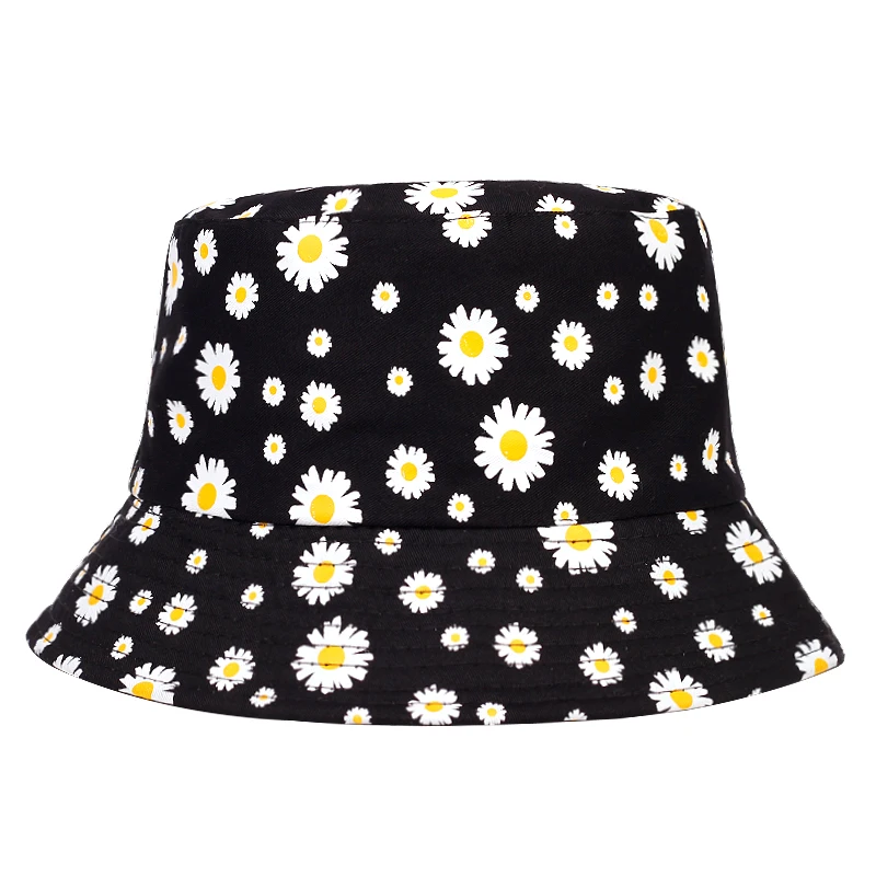 Панама двусторонняя с вышивкой маргаритки шляпа от солнца и для отдыха на
