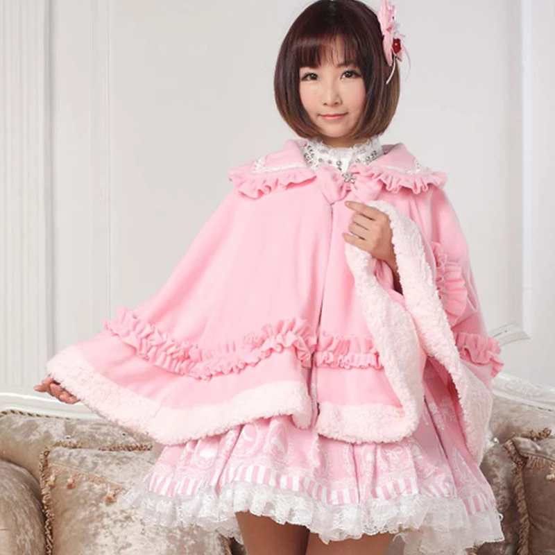 

Princess sweet lolita coat Butterfly-knotted loose cloak coat Autumn and winter original lovely princess cloak women GZWY029