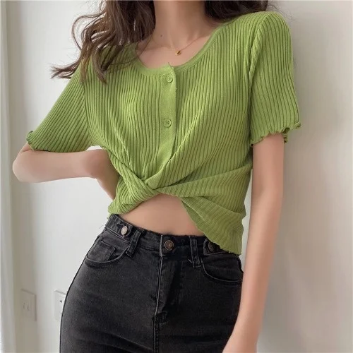 

Wooden Ear Ice Silk Short Sleeve Top T-shirt
