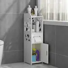 Небольшой угловой напольный шкаф для ванной комнаты с дверями и полками тонкий шкаф для туалетного столика узкий органайзер для раковины