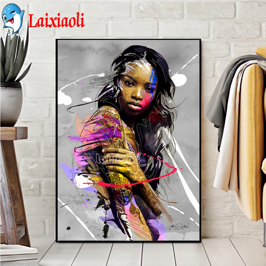 

Diamond Painting African Woman Rhinestone Cross Stitch Diamond Embroidery abstract black Portrait Picture Mosaic Handmade Art