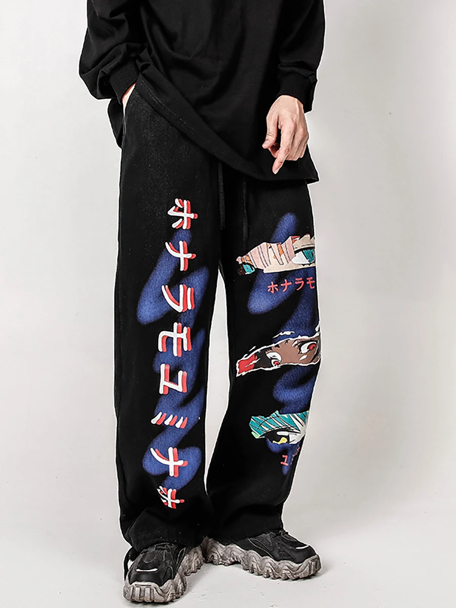 Harajuku Hip Hop Sweatpants Graffiti Fashion Print Joggers Pants Streetwear Black Loose 2020 New | Мужская одежда