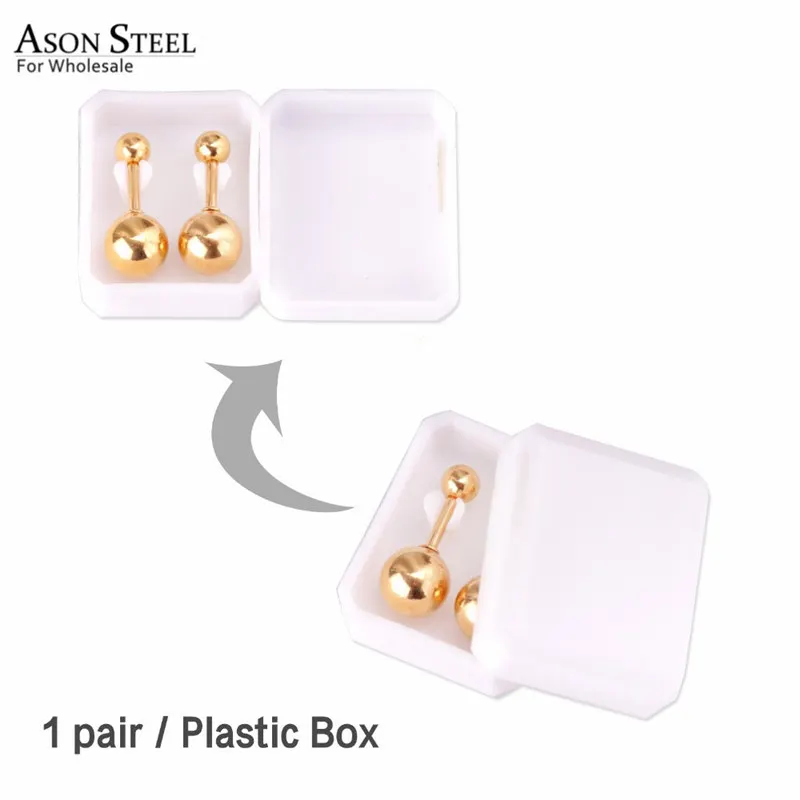 Мужские модные серьги ASONSTEEL золотистые/Серебристые серьги-гвоздики с шариковым