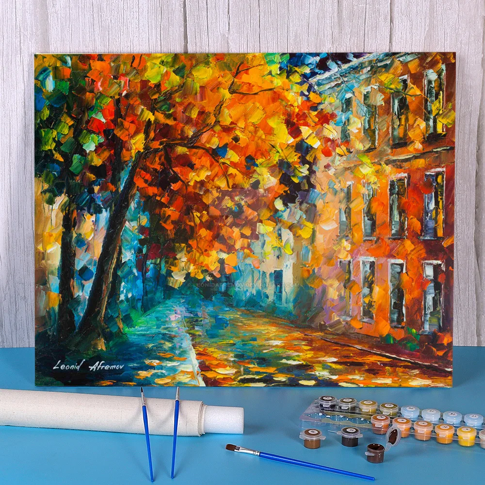 

The Autumn The City Paint By Numbers Kit Oil Paints 40*50 Oil Painting Home Decoration For Children Handicraft