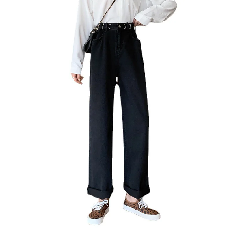 

Весенние Новые брюки с высокой талией хлопковые брюки женские прямые шикарные Ретро широкие мешковатые джинсы pantalones de mesclilla para mujer