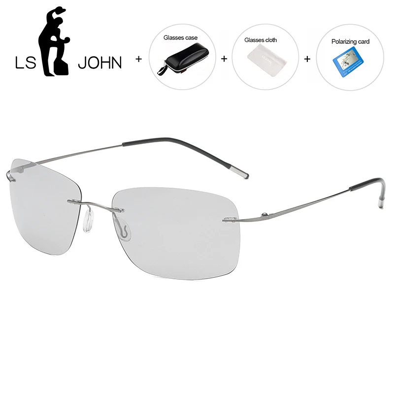 Мужские и женские фотохромные очки LS JOHN ультралегкие солнцезащитные из титана с