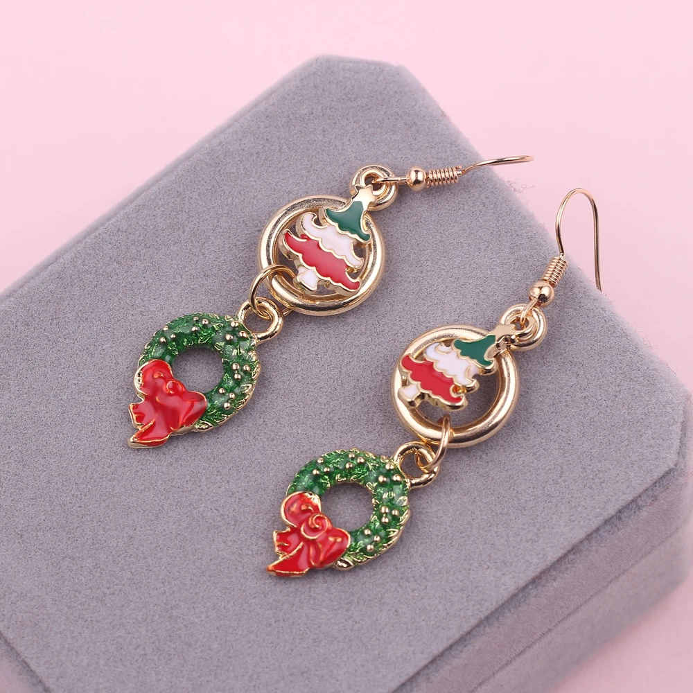 Креативные серьги в виде рождественской елки круглые с подвесками дизайнерские