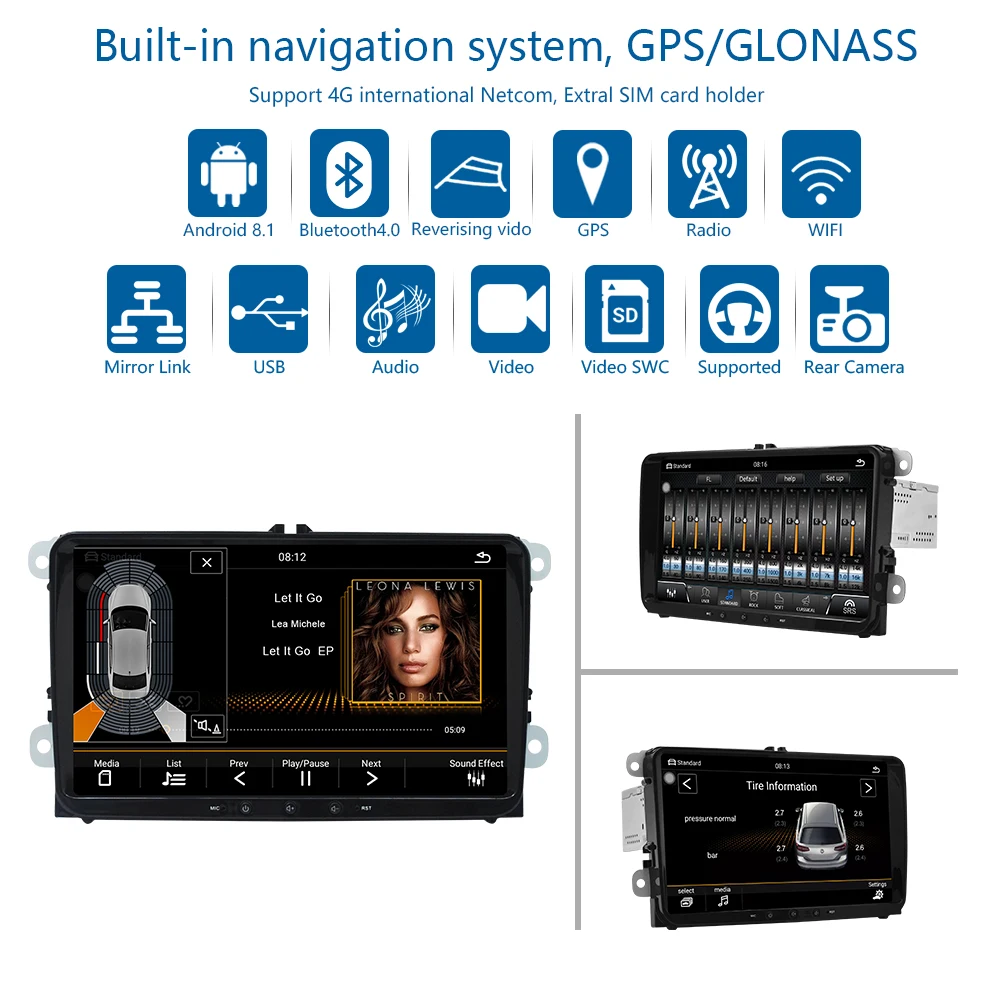 Автомобильный мультимедийный плеер DVD Android 8 1 для VW/Volkswagen/Golf/Polo/Tiguan/Passat/Jetta