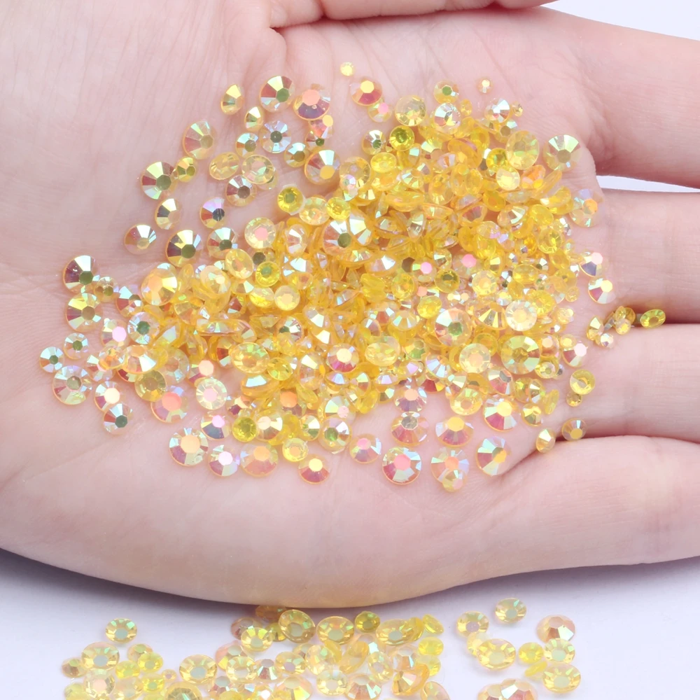 

Resin Rhinestones Light Topaz AB Color 2-6mm 10000-50000pcs Round Glue On Beads For Nail Art Phone Cases DIY Crafts Decorations
