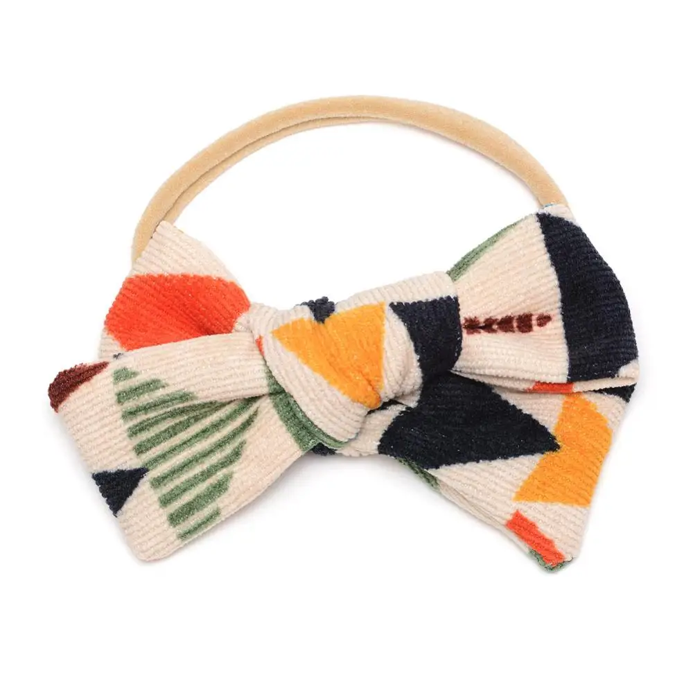 15 шт./лот Вельветовая повязка на голову с бантом детский цветочный головной убор