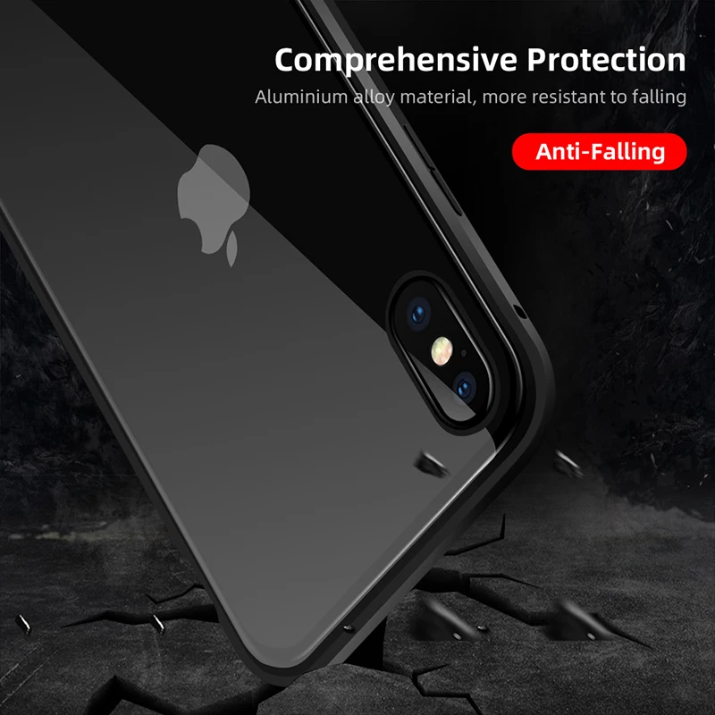 Металлический магнитный анти-вид чехол для телефона для iphone XR XS Max X 6 7 8 Plus Защитное стекло для сохранения личной информации закаленное стекло крышка