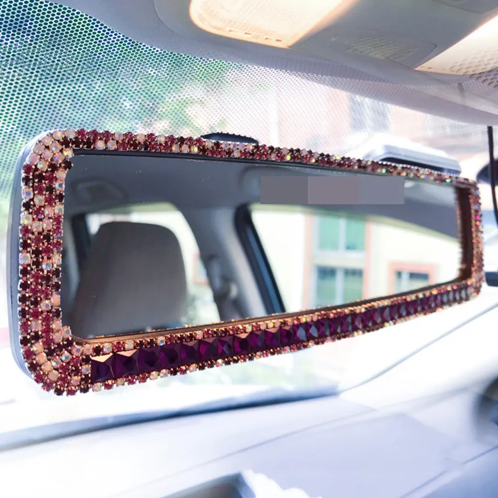 

Car Rearview Mirror Cover Rhinestone Decoration Auto Rear View Decoration Automotive Interior Accessories