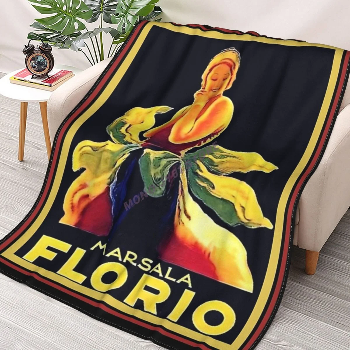 

1925 Art Deco Florio Marsala Wine Ad Throw Blanket Sherpa Blanket cover Bedding soft Blankets