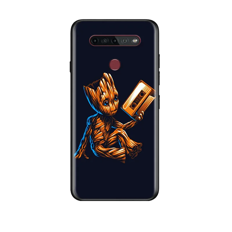 

Marvel Super Hero Avengers Groot For LG G8 G8S G8X V30 V30S V40 V50 V50S V60 Q60 ThinQ 5G Soft TPU Silicone Black Phone Case