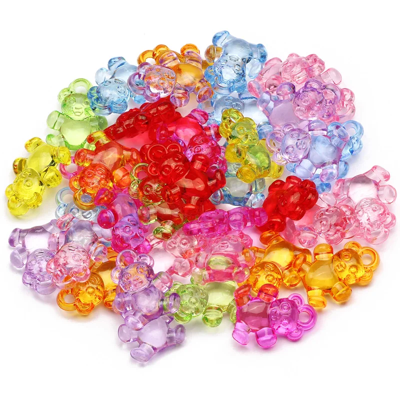 

Mixed Colorful Transparent Cartoon Bear Shape Acrylic Beads Loose Spacer Beads For Jewerly Making DIY Handmade Necklace Supplies
