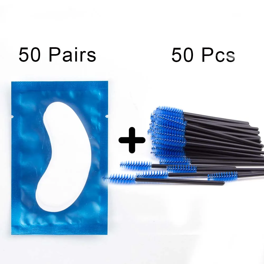 blue set1 100 шт накладки для наращивания ресниц бумажные накладки наклейки "ресницы" обертывание с 50 шт одноразовая щетка для ресниц наращивание ресниц инструменты - Цвет: blue set1