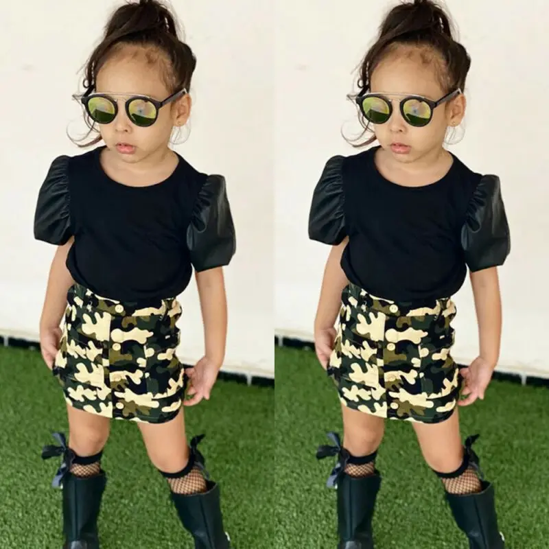 Комплект детской камуфляжной одежды топ с коротким рукавом и юбка комплект из 2