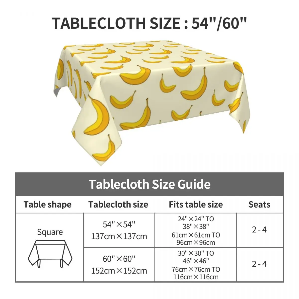 Скатерть из полиэстера с принтом бананов | Дом и сад