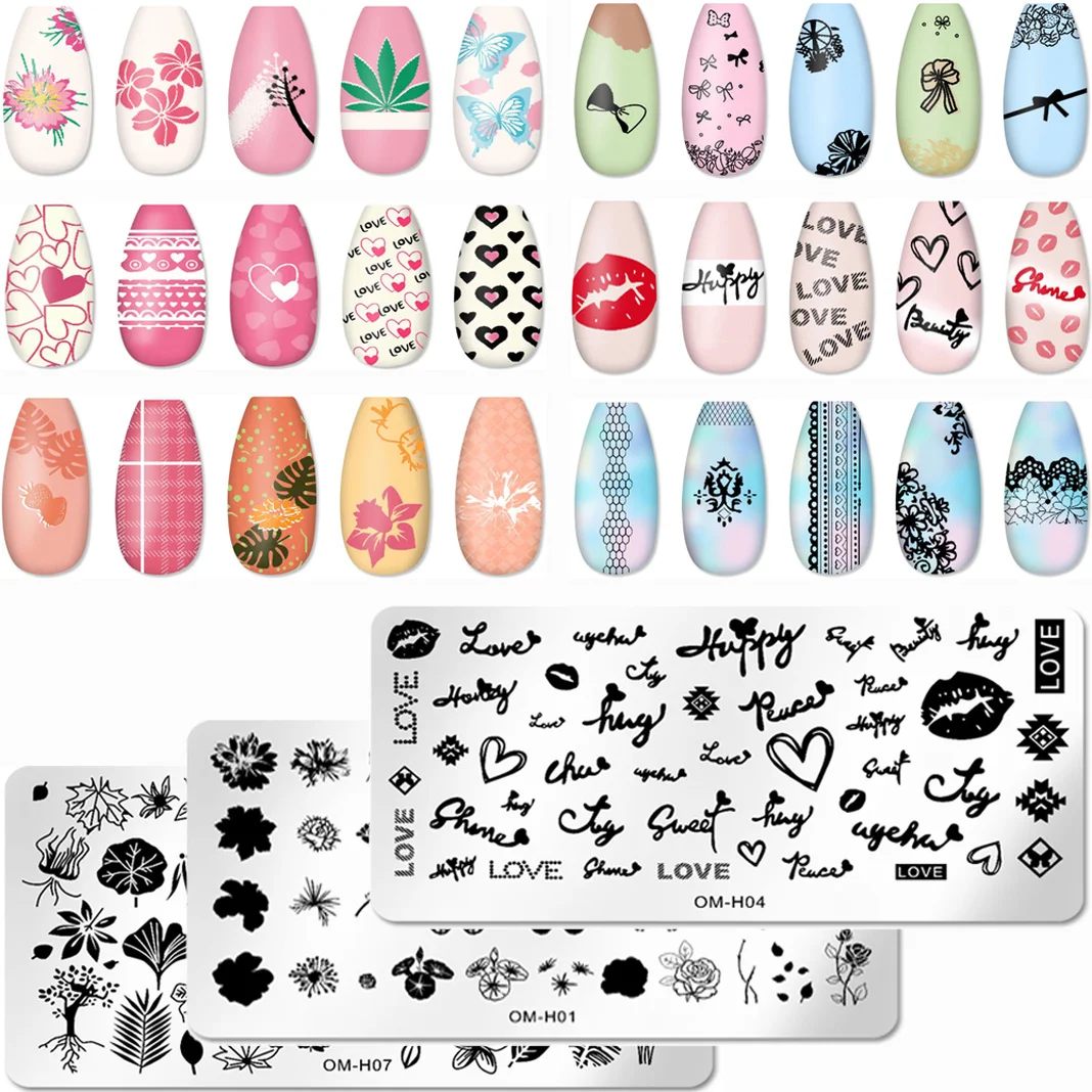 

Newest Love Nail Stamping Plates Leaves Stainless Steel Nail Stamp Plates Manicure Set for Nail Art Stamping Nail Print Tools