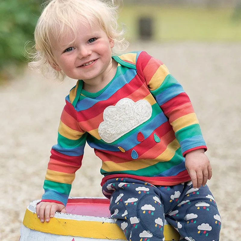 Костюм детская футболка в полоску с длинными рукавами повседневная для девочек