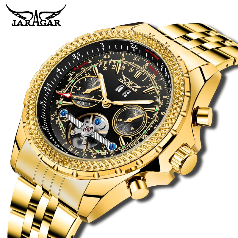 Часы наручные Jaragar Tourbillion мужские механические брендовые роскошные с большим