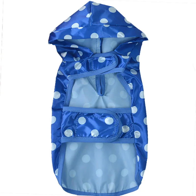 Dozzlor 1 шт. дождевик для собак одежда с капюшоном в синий горошек плащ маленьких и
