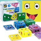 Настольные игры Монтессори, развивающие игрушки с изменяющими кубиками для выражения лица, для родителей и детей, интерактивные блоки с мышью и логикой,детские игрушки ,развивающие игрушки,игрушки для девочек ,для дете