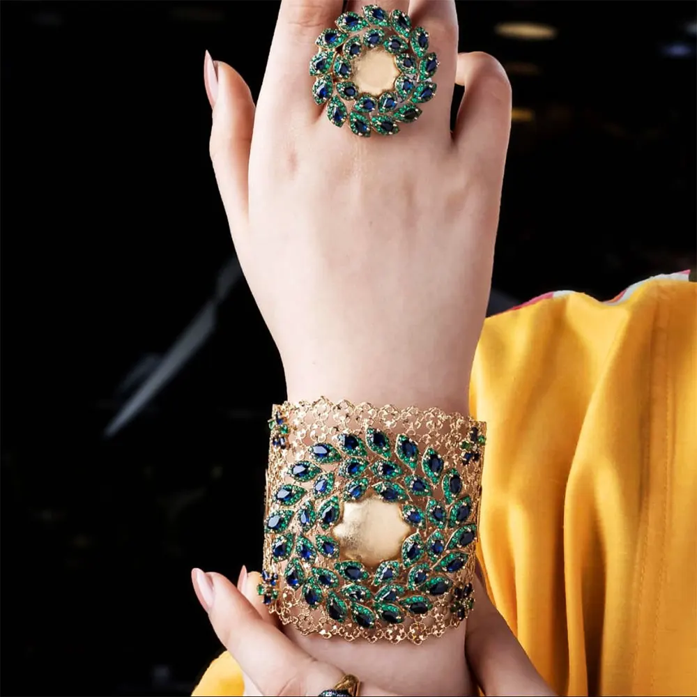 GODKI новый роскошный павлин 3 шт браслет кольцо серьги набор для женщин Свадебные