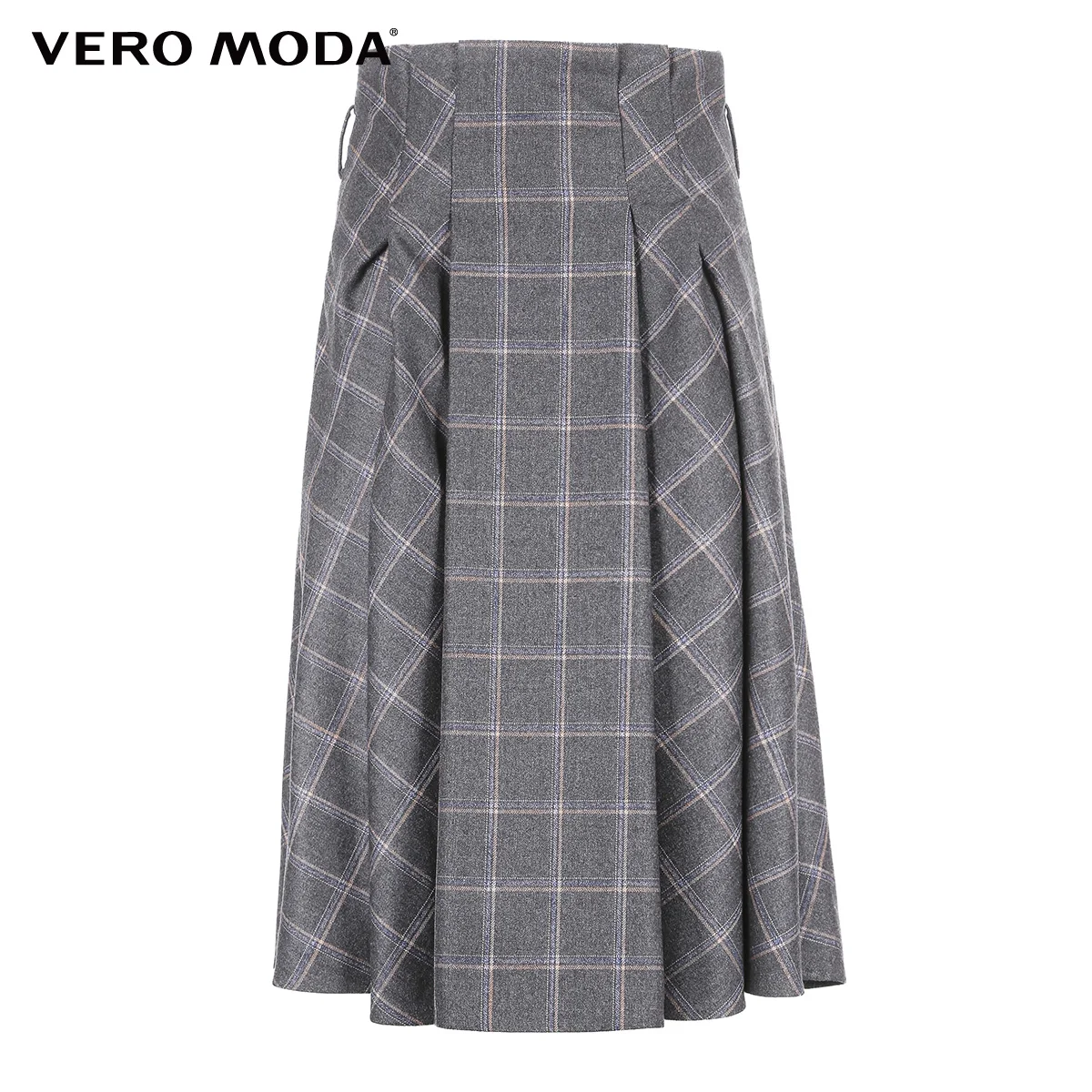 

Vero Moda Women's Office Plaid Mid Waist Belt Pleated A-line Skirt | 319316526