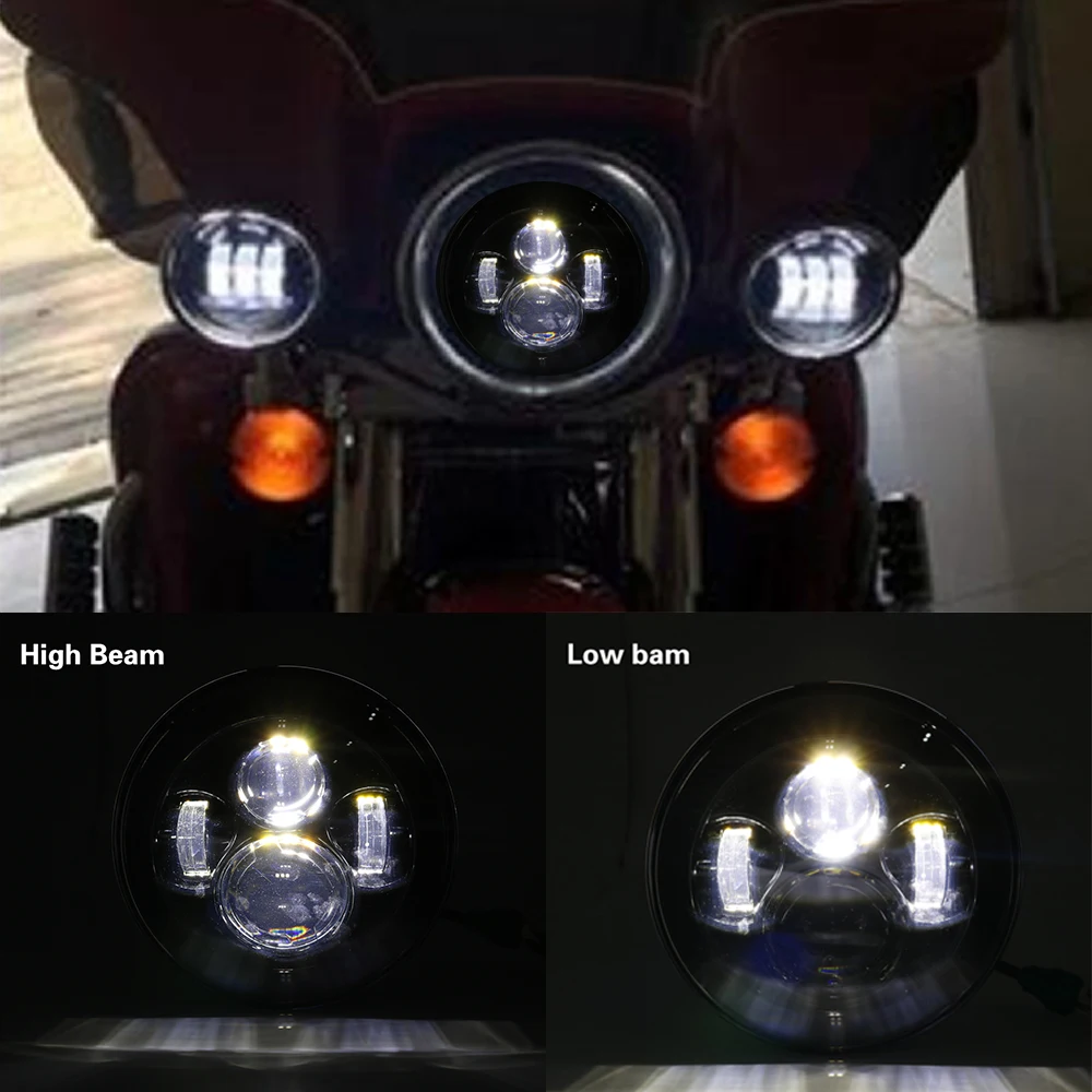 Круглый 7 &quotМотоцикл черный проектор мотор светодиодный светильник лампа