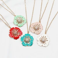 enamel drop glaze flowers fashion simple long necklace for women