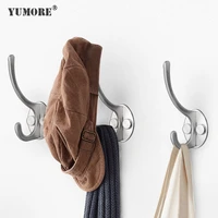 yumore 100pcslot robe hook clothes hangers stainless steel wall mounted double towel bag hooks bathroom hotel hardware
