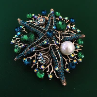 morkopela baroque crystal starfish brooch women large banquet brooches jewelry rhinestone clothes scarf pins clip