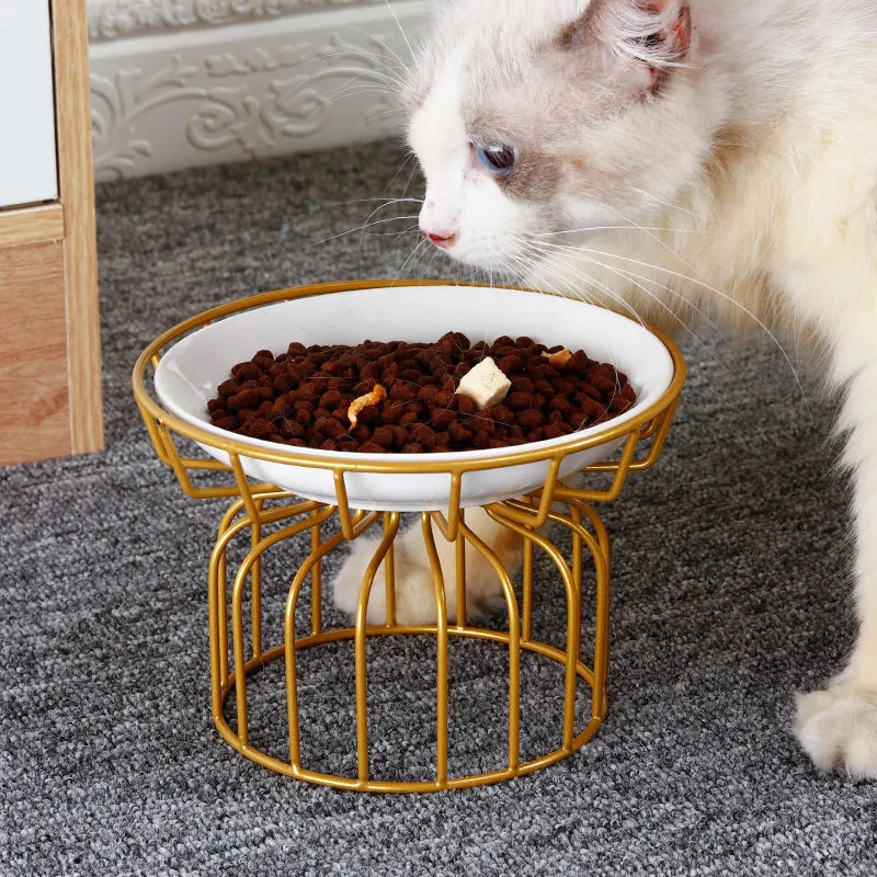 

Милая керамическая искусственная еда, двойное блюдо, железная подставка для котят, прочные аксессуары для домашних животных