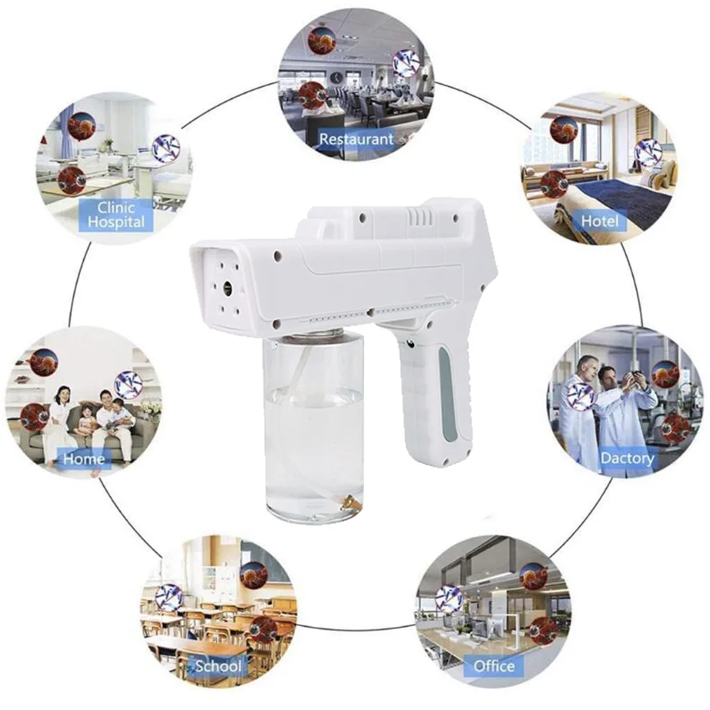 

Portable blue light nano spray disinfection gun car atomization disinfection gun fogging machine