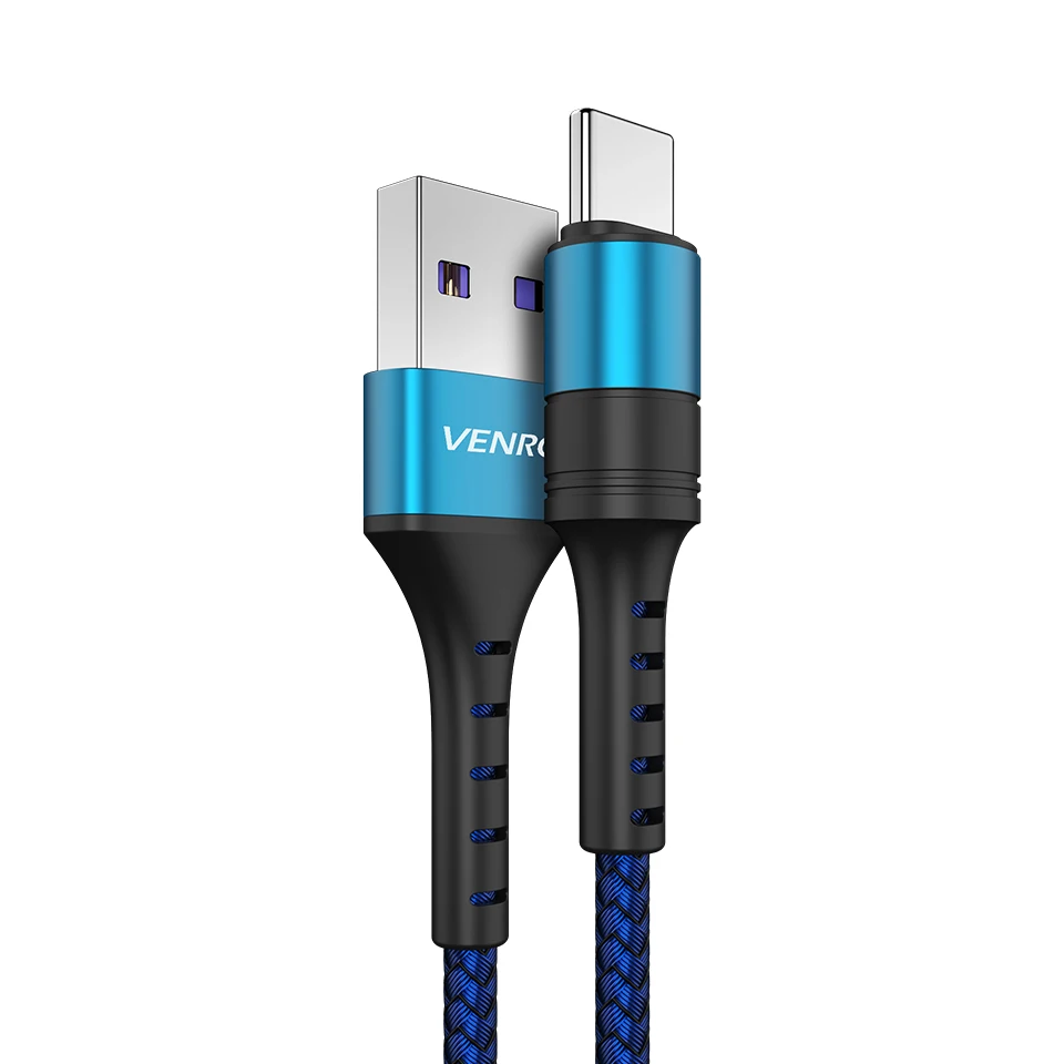 Blue 1 м 2 м type C USB Cabe 5A супер зарядка Kable для huawei Honor mate 20 P30 P20 Pro QC3.0 Быстрая зарядка USBC шнур нейлоновый провод для передачи данных - Цвет: Blue
