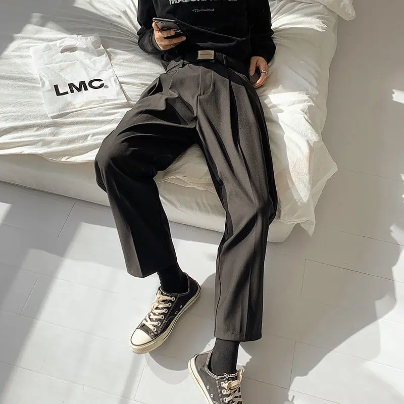 

Casual pants men's straight tube loose high waist drop wide leg pants