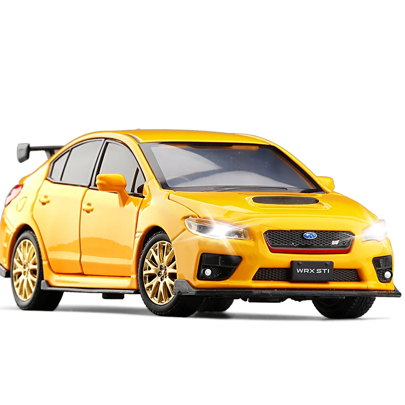 Коллекция 1/32 года JKM Subaru WRX STI со светящимися автомобилями подарки для мальчиков и