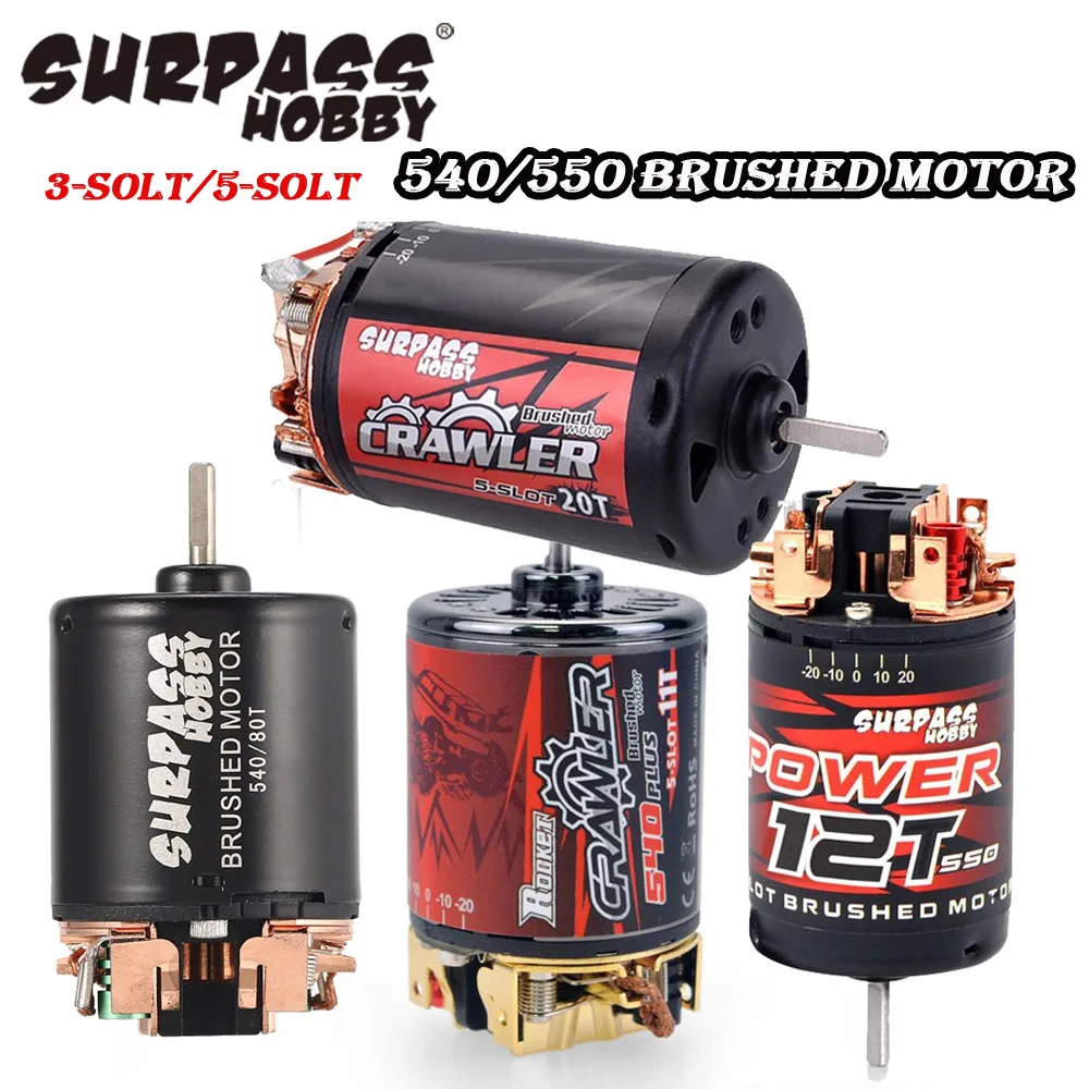 Superar HOBBY 5-Ranura 3-Ranura 540 de 550 m&aacute;s de 540 cepillado Motor 12T 16T 27T 35T 80T para 1/10 RC del carro de monstruo de orugas Scx10 Coche-0