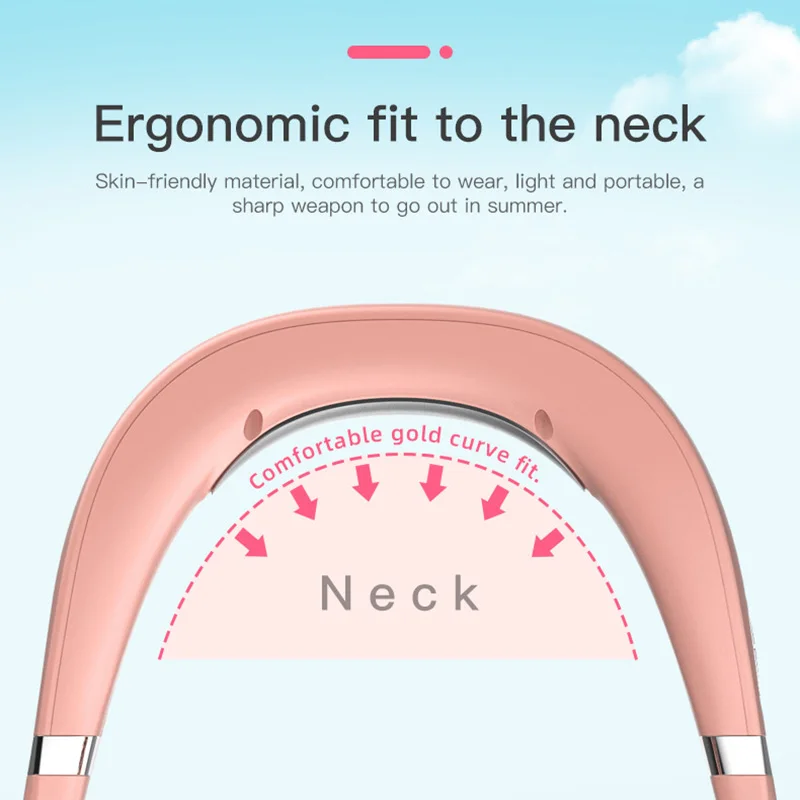 

Portable Lazy Sports Halter Fan 2 Fans Mini Hanging Neck Fan USB Rechargeable Cover Halter Cooling Fan