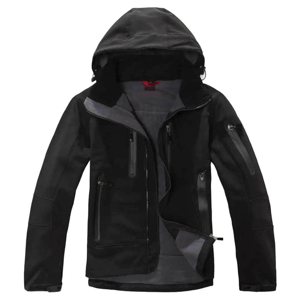 Fleece Jacket Autumn Winter Men Windproof Warm hooded Softshell coats Outdoor Army Camping Climbing Hiking Windbreaker outerwear | Спорт и