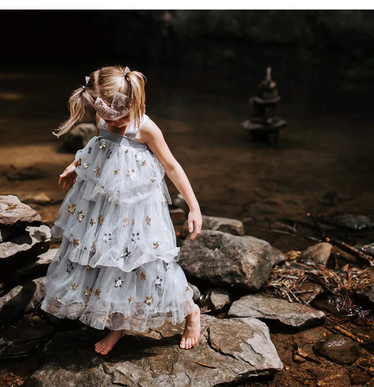 Платье-пачка для девочек блестящее свадебное платье с открытой спиной и