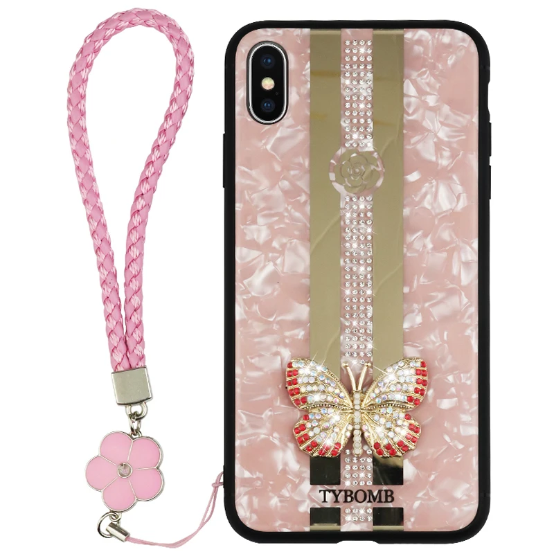 3D Luxury Creative Mirror Fashion Inlaid butterfly Phone Case For iPhone 11 Pro Max X XR XS Cases 7 8 6s Plus cover | Мобильные