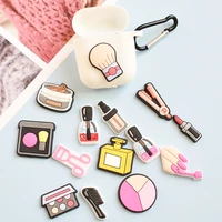 1 pcs girl cosmetic fragrance lipstick eye shadow decoration shoe charms pvc for croc jibz kids party gift shoelace accesories