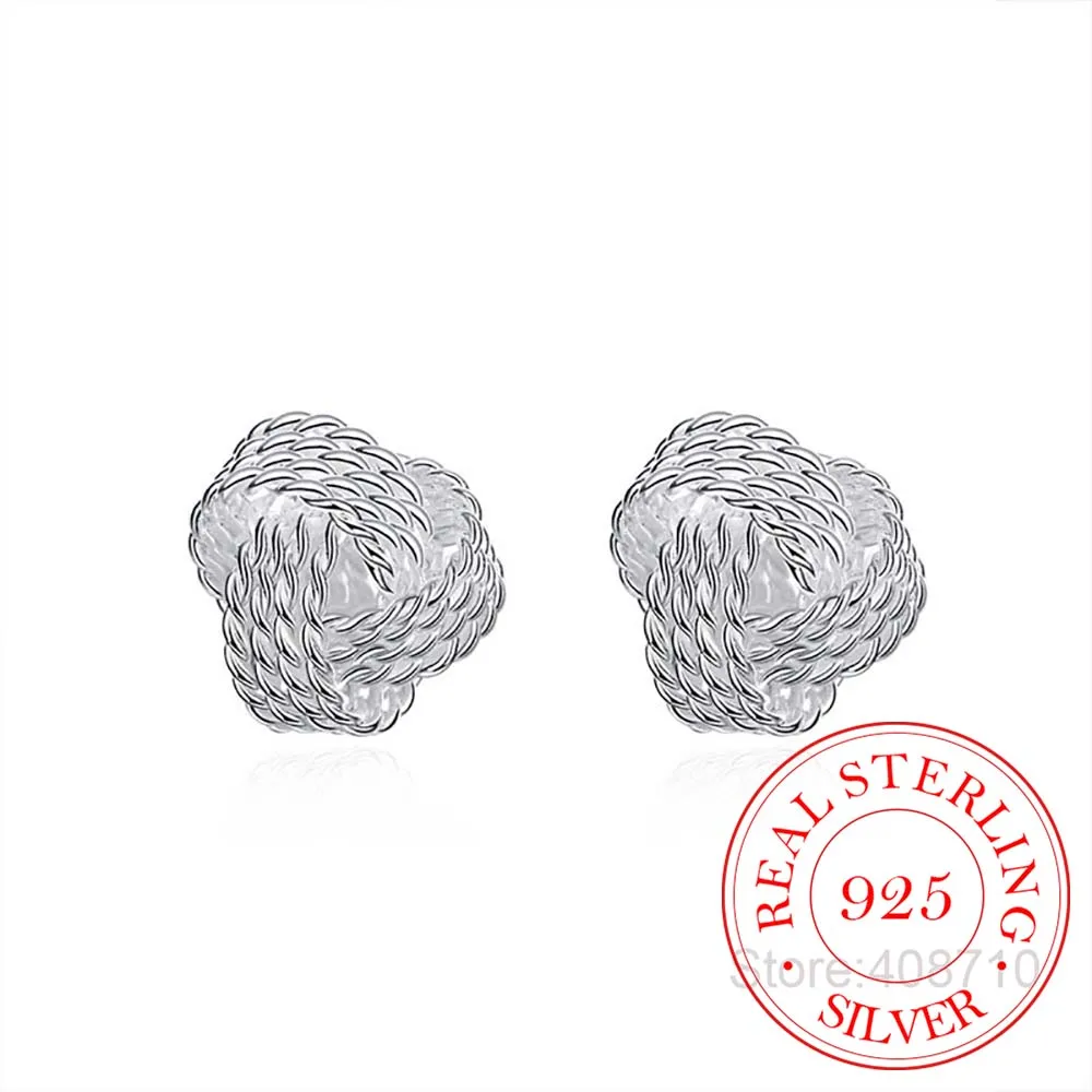 Фото Женские серьги-гвоздики из серебра 925 пробы, в виде сетки №5